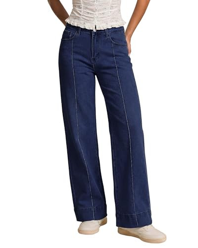 luvamia Jeans for Women Blue Jeans Wide Leg Pants Woman Women's Wide Leg Pants Womens Wide Leg Pants Casual Women's Jeans Size 12 Straight Wide Leg Jeans for Women Size Large Size 12 14 | Amazon (US)