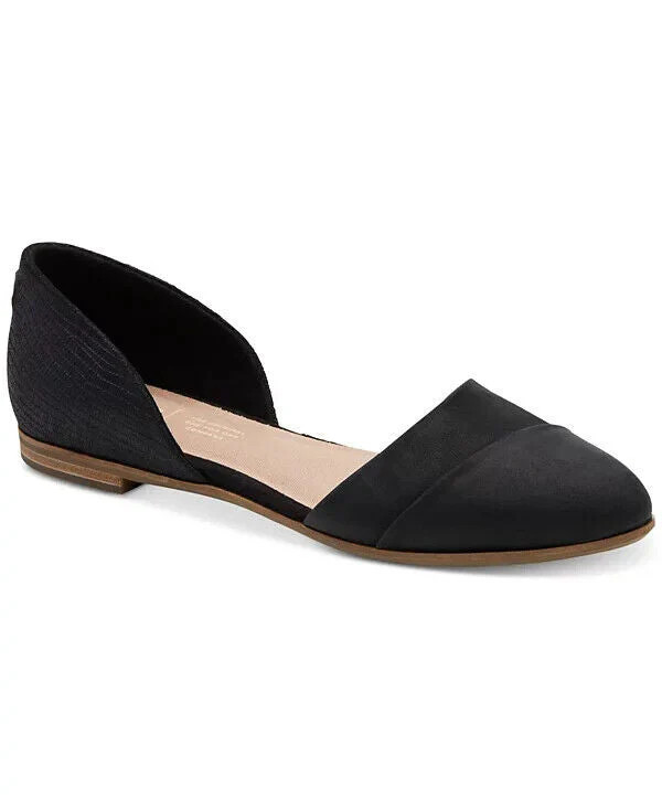 Toms Jutti Flats Women's US 7 Black Leather Comfort Slip-On D'orsay FZP443 | Shop Simon