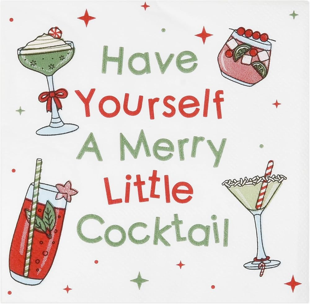100 Count Christmas Funny Beverage Napkins Holiday Disposable Paper Napkin Have Yourself a Merry ... | Amazon (US)