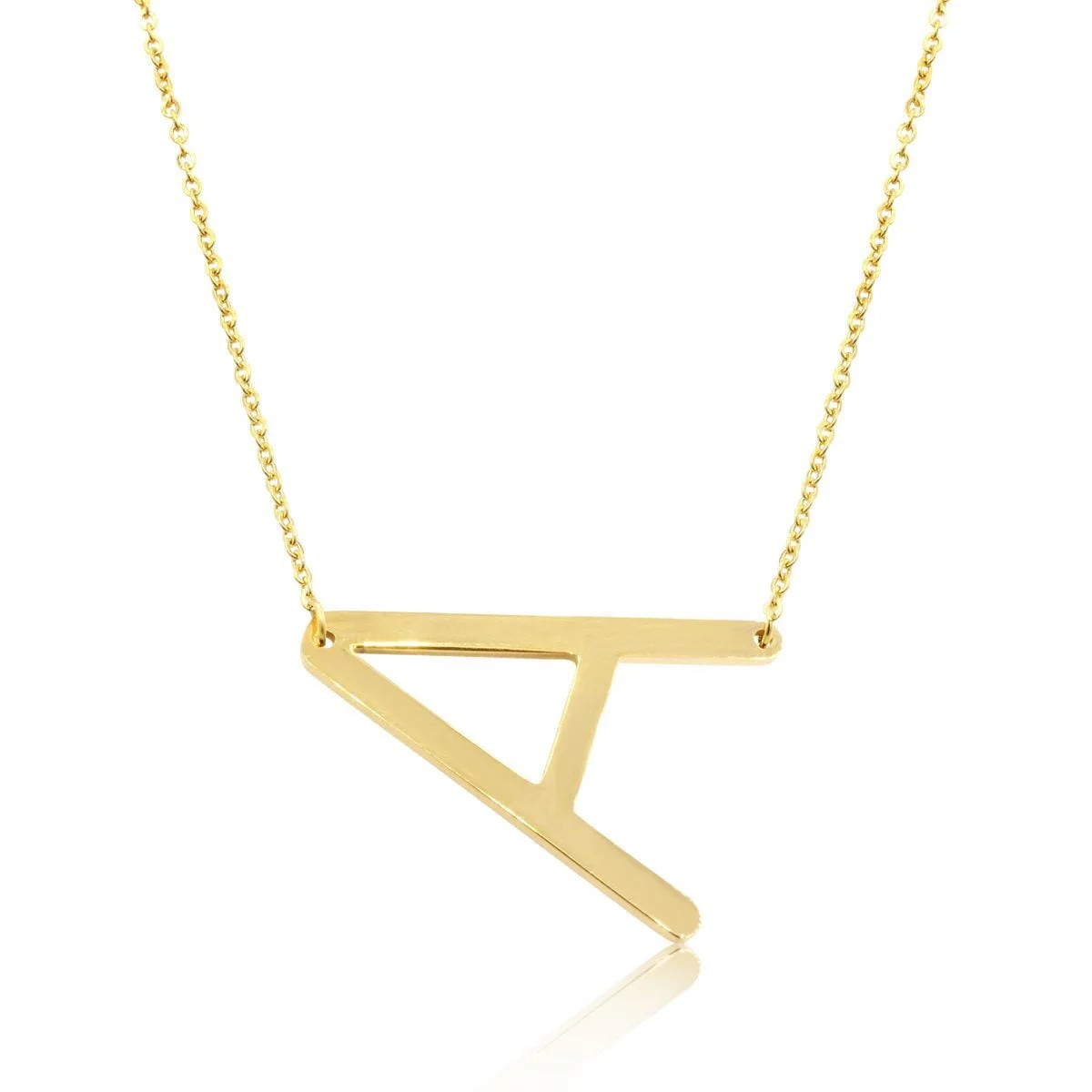 SuperJeweler A Initial Sideways Necklace for Women, Gold, 18" | Walmart (US)