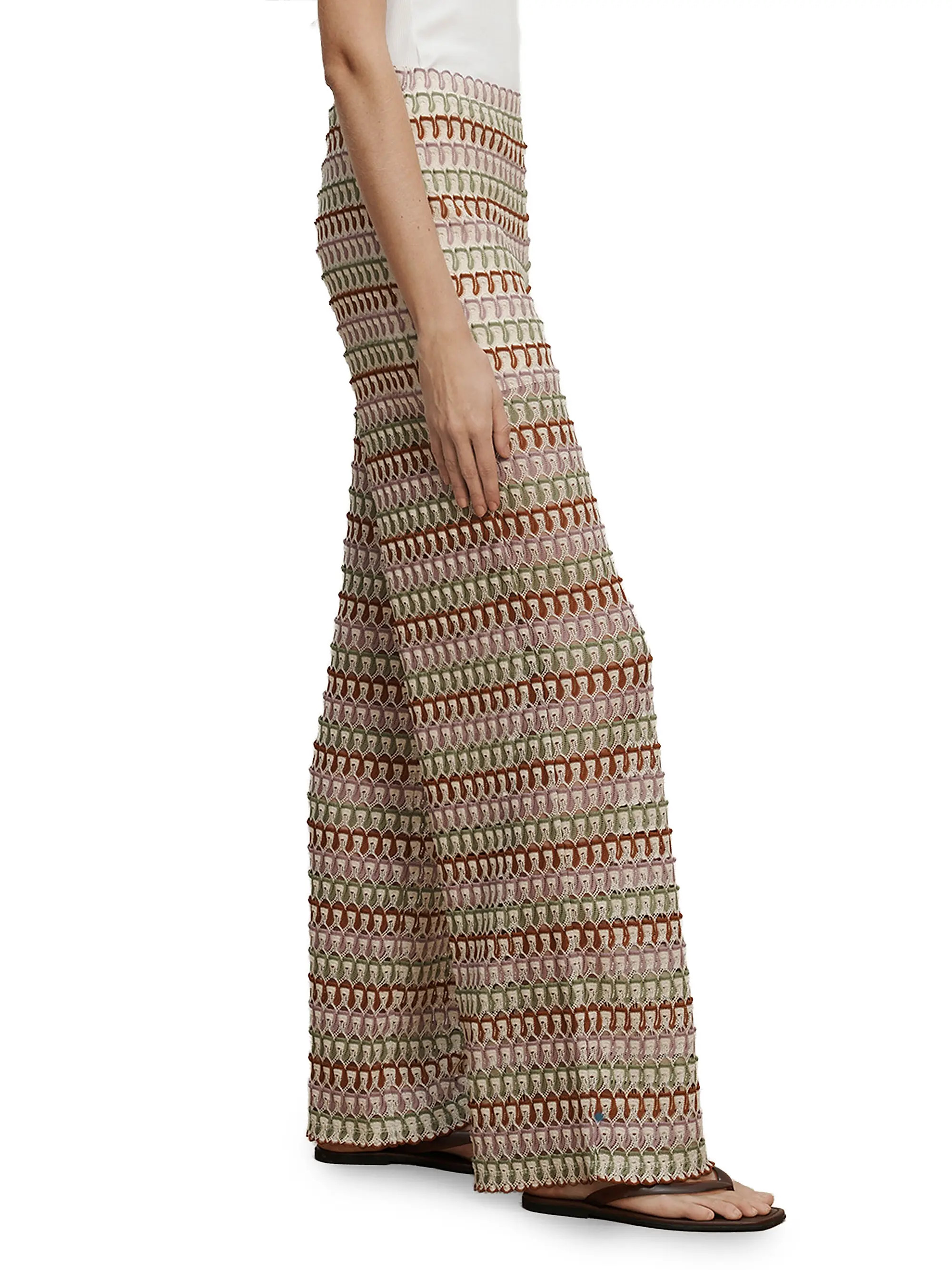 Veronica Beard Fatima Crochet Striped Wide-Leg Pants | Saks Fifth Avenue | Saks Fifth Avenue