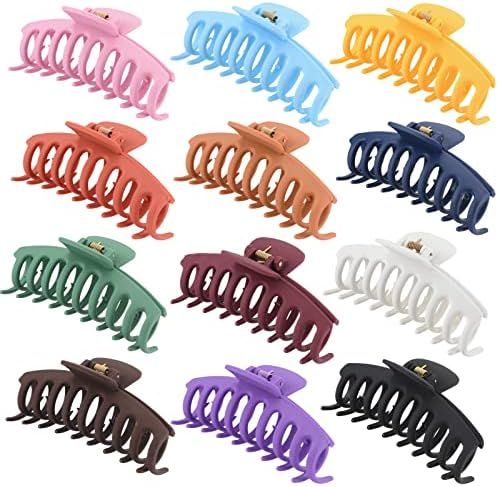 12 Color Large Matte Hair Claw Clips - 4.3 Inch Nonslip Big hair clamps ,Perfect Jaw Hair Accesso... | Amazon (US)