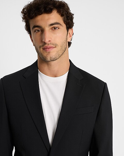 Classic Black Wool-blend Modern Tech Suit Jacket | Express
