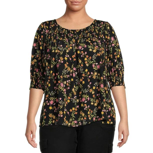 Terra & Sky Women's Plus Size Smocked Blouse | Walmart (US)