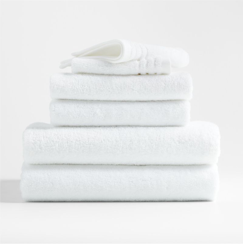 REFIBRA Organic Cotton Crisp White Bath Towels, Set of 6 | Crate & Barrel | Crate & Barrel