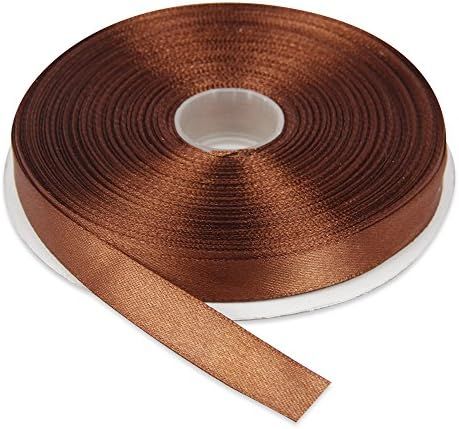 Topenca Supplies 1/2 Inches x 50 Yards Double Face Solid Satin Ribbon Roll, Brown | Amazon (US)