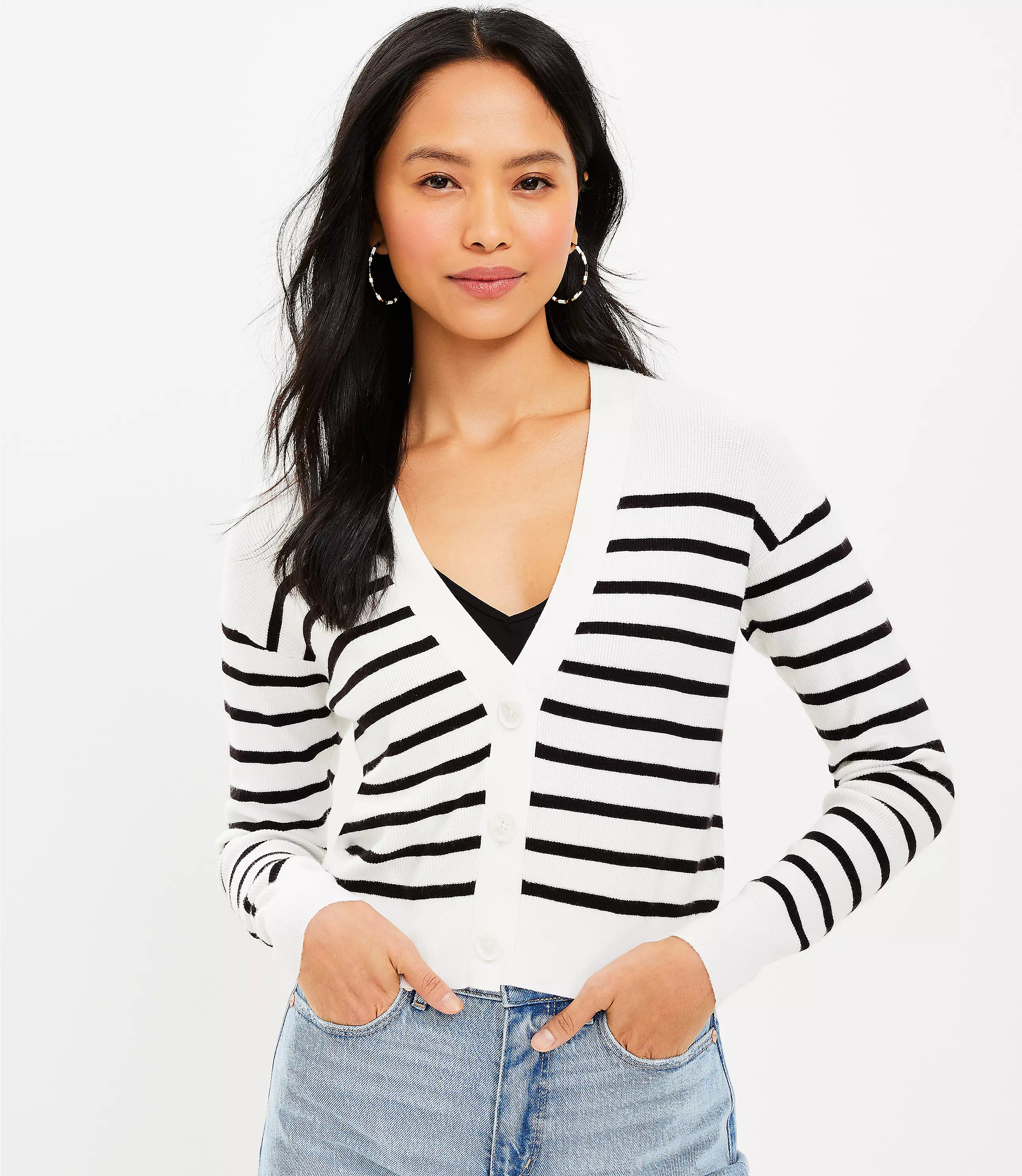 Striped V-Neck Cardigan | LOFT