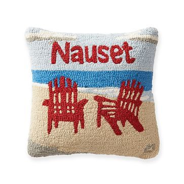 Hand-Hooked Pillow, 18x18, Beach Chairs | Mark and Graham