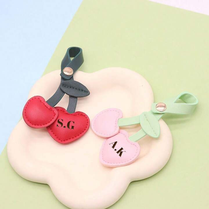Customized Initials 1pc Cherry PU Leather Women Luggage Pendant, Monogrammed Cherry Shape Bag Pen... | SHEIN