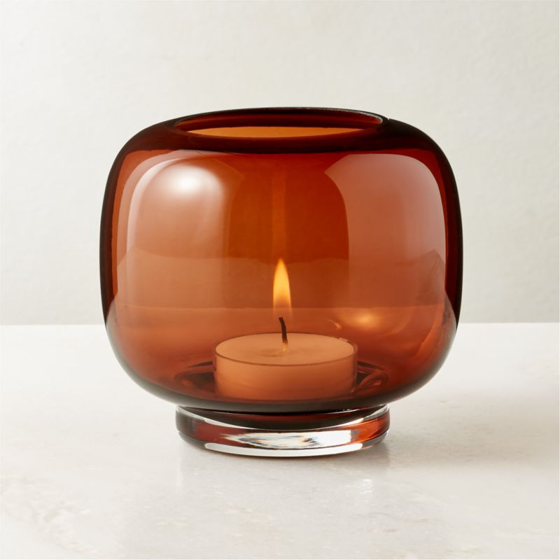 Coco Smoked Amber Glass Tealight Candle Holder + Reviews | CB2 | CB2
