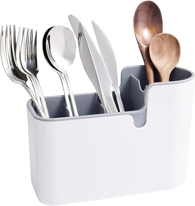 Amazon Basics Countertop & Wall Organization for Utensils, Space-Saving, Divided Compartments, Wh... | Amazon (US)