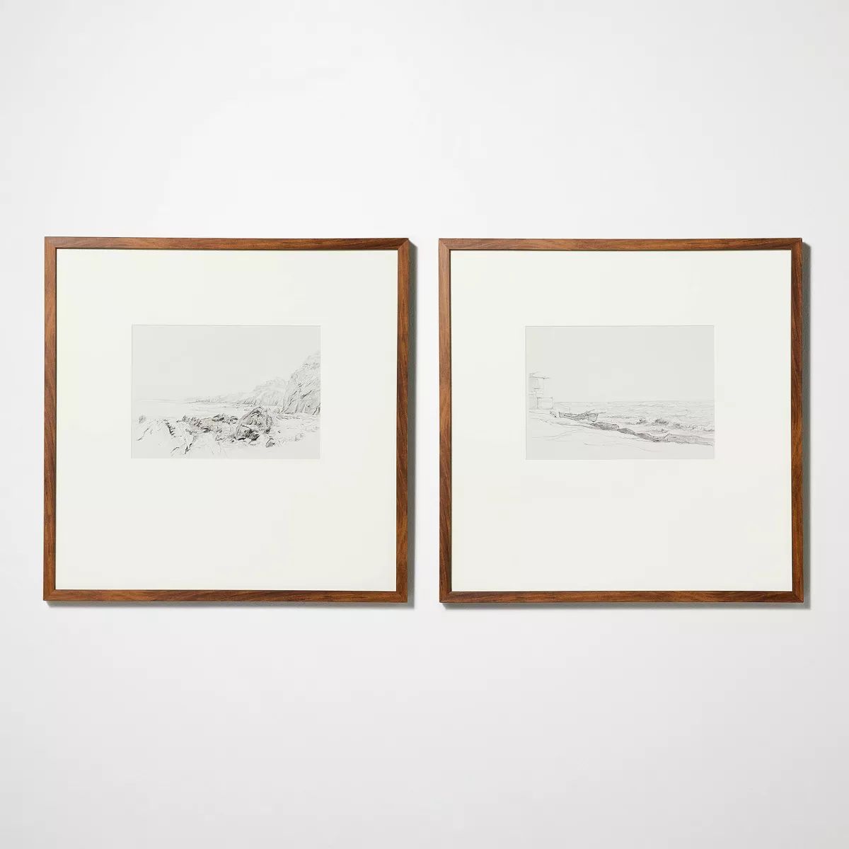 (Set of 2) 20" x 20" Seaside Etchings UG Weighted Mat Frame Beige - Threshold™ designed with St... | Target