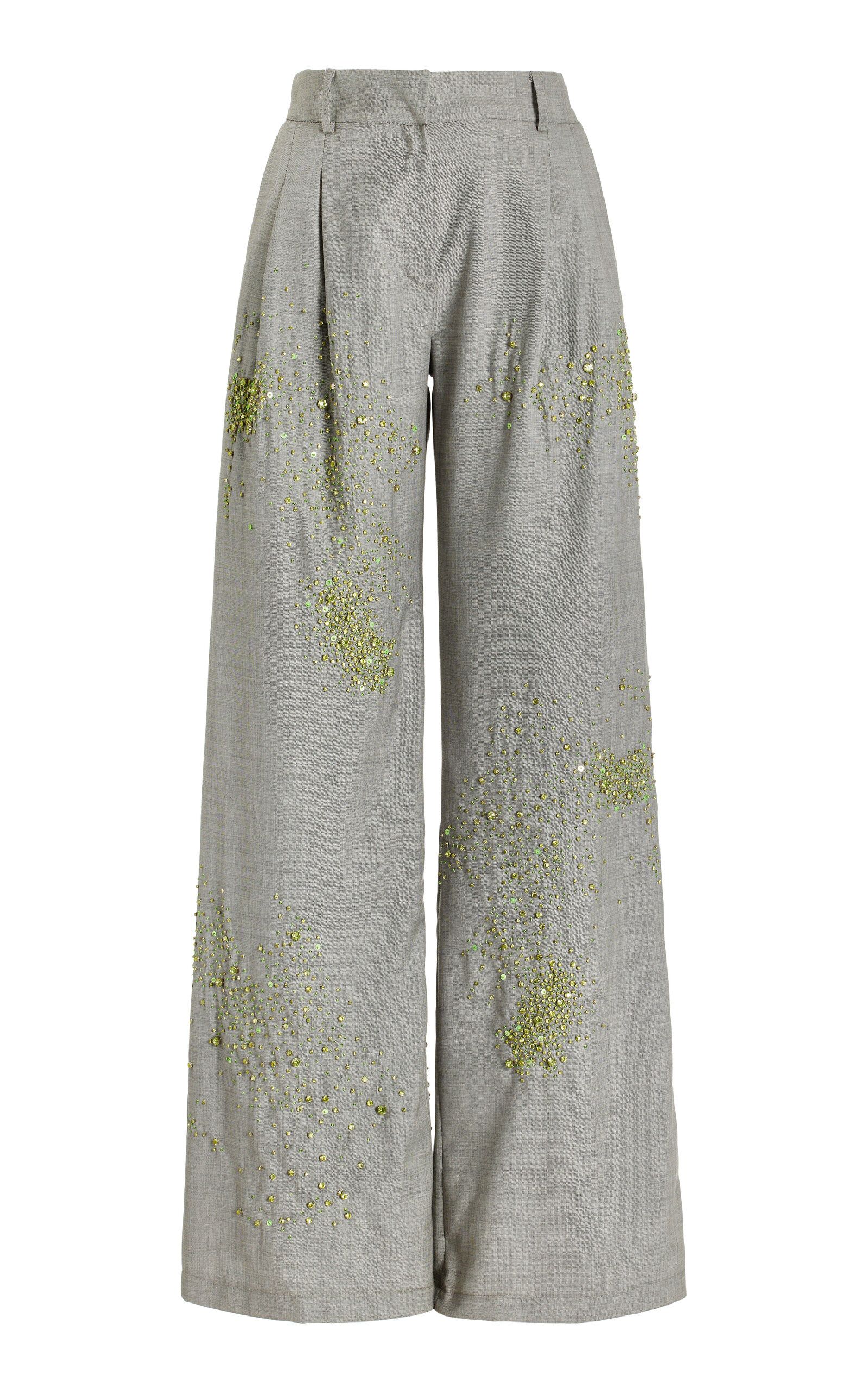 Grisaglia Embellished Wool Wide-Leg Pants | Moda Operandi (Global)