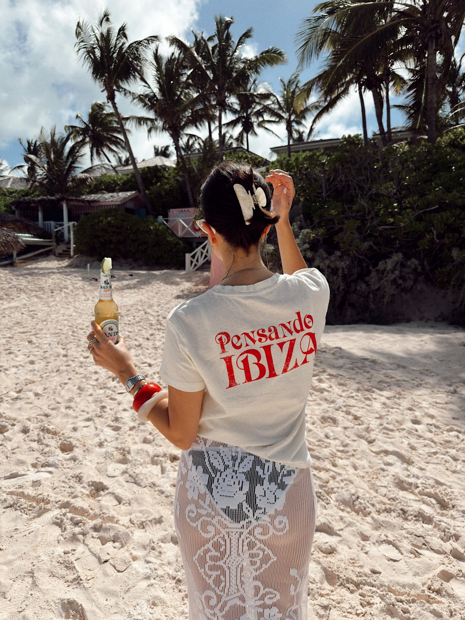 Spring break coverup, lace crochet coverup wearing size small, wearing size large in the tee, sandals are true to size 

#LTKootd