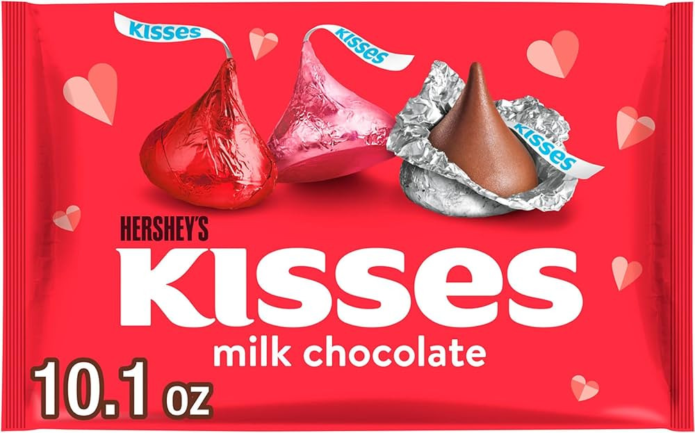 HERSHEY'S KISSES Milk Chocolate, Valentine's Candy Bag, 10.1 oz | Amazon (US)