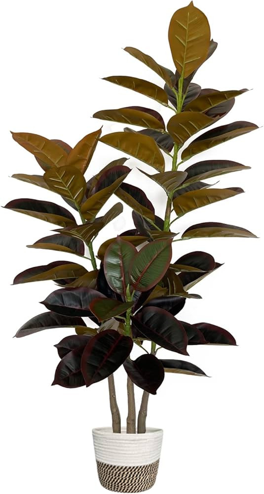 BESAMENATURE 47" Artificial Rubber Tree Plant - Ficus Tree - Faux Tropical Tree for Home Office D... | Amazon (US)