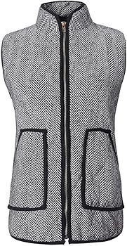 Women's Fall Slim Stand Collar Quilted Herringbone Puffer Vest with Zipper | Amazon (US)