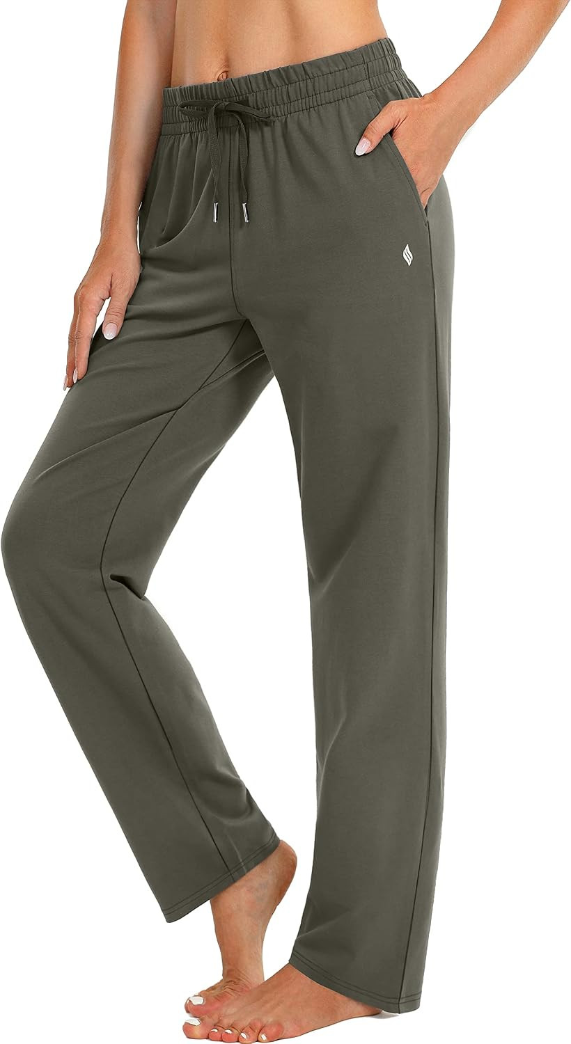 SANTINY Women's Cotton Sweatpants with Pockets Yoga Lounge Sweat Pants | Amazon (US)