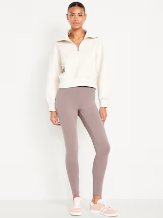 High-Waisted Fleece-Lined Ankle Leggings | Old Navy (US)
