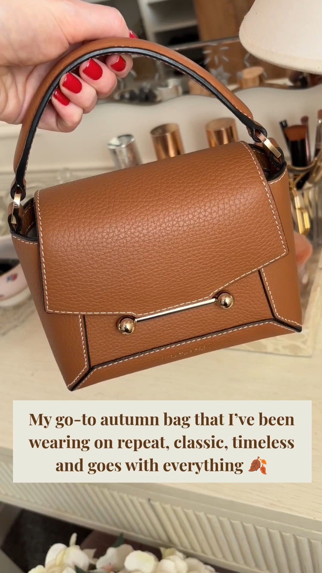 The classic autumn bag I’ve been wearing on repeat 🍂 It goes with everything and comes in so many gorgeous autumnal colours. It’s also surprisingly spacious for a smaller bag and I can fit way more in it than you’d expect! I took this one out at the weekend and it was the perfect size for a game day too 🏈🤎 

 #LTKuk #LTKautumn #LTKbag