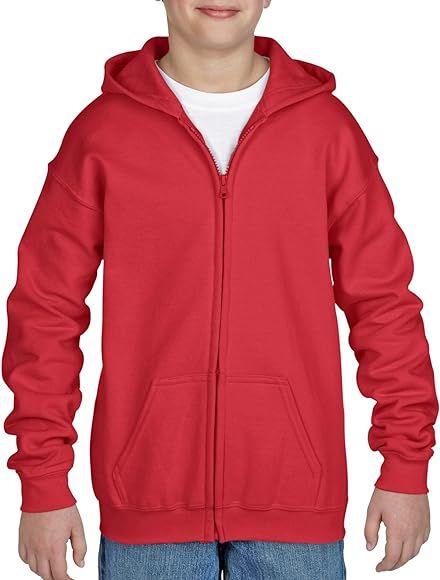 Gildan Youth Heavy Blend Full Zip Hooded Sweatshirt G186B | Amazon (US)