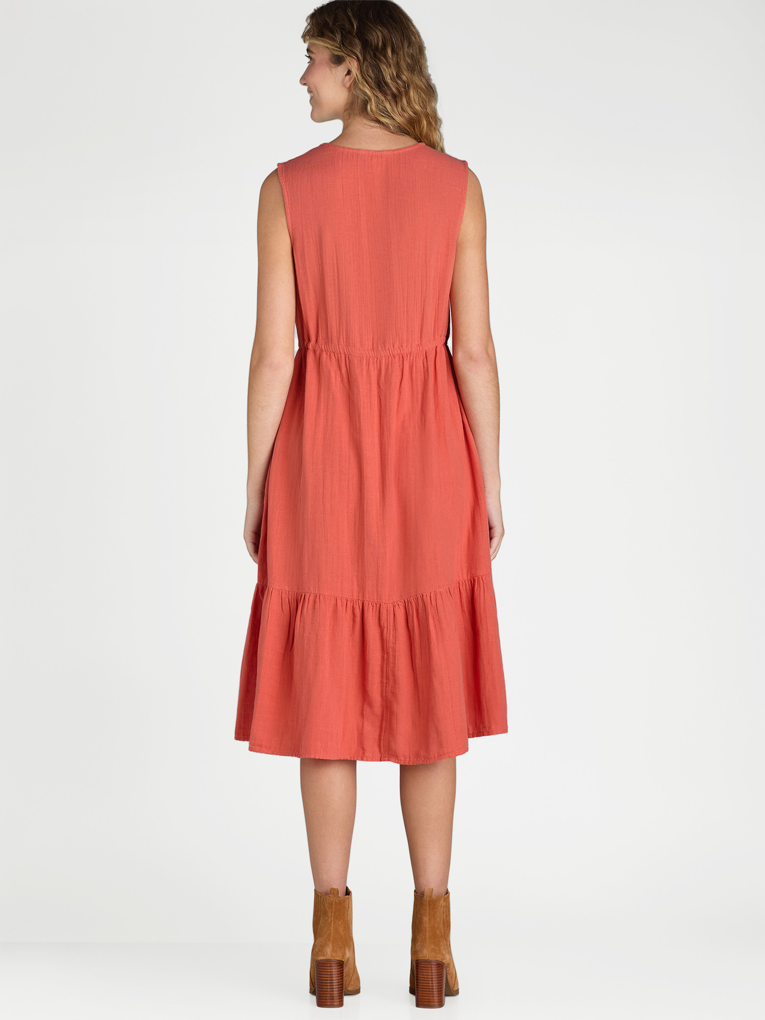 Time and Tru Women's Sleeveless Cotton Double Cloth Dress, Sizes XS-XXXL | Walmart (US)