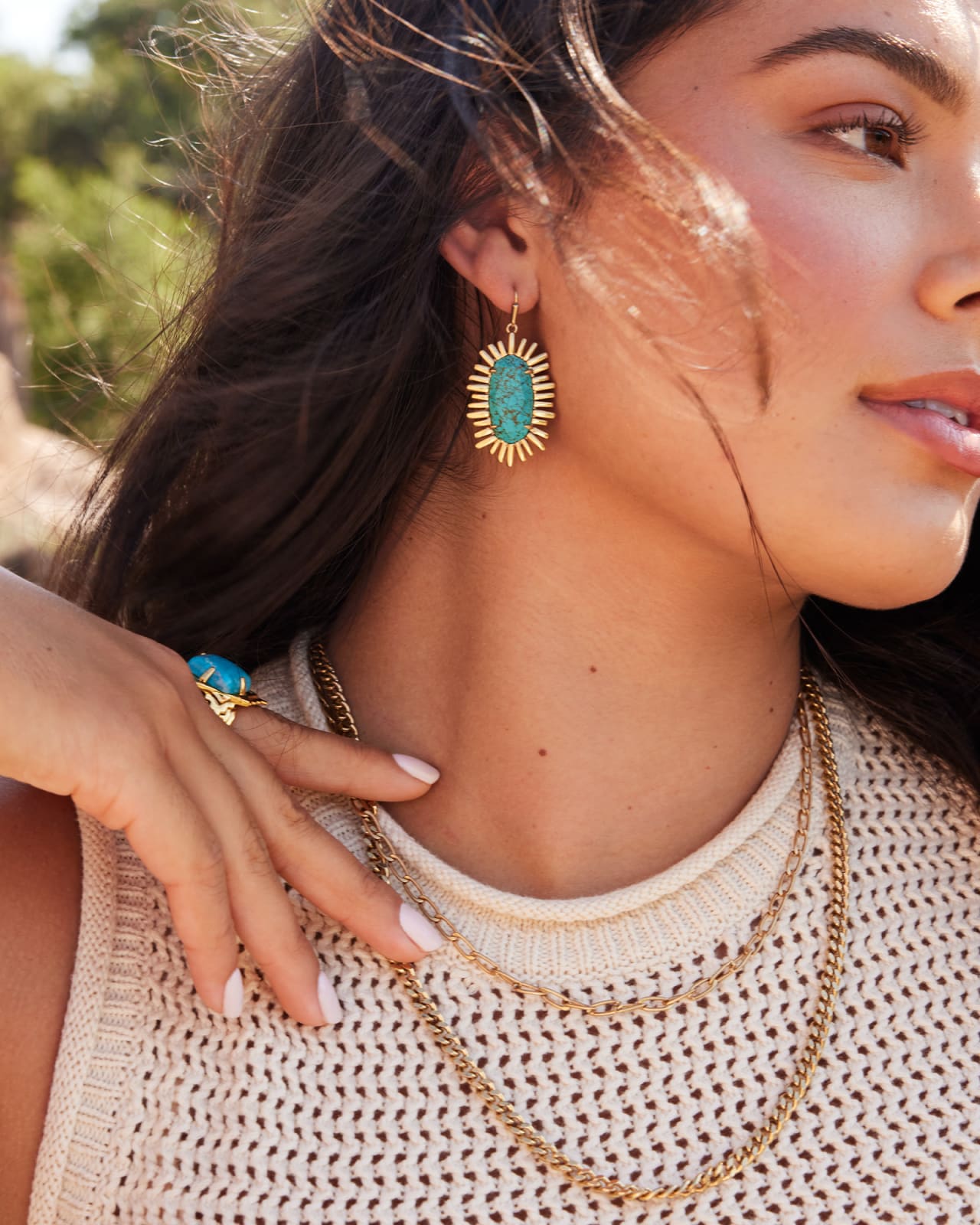 Mariah Vintage Gold Drop Earrings in Variegated Turquoise Magnesite | Kendra Scott