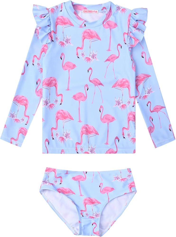 CHILDRENSTAR Girls Swimsuit Rash Guard Long Sleeve Swimwear Two Piece Bathing Suit Beach UPF 50+ | Amazon (US)