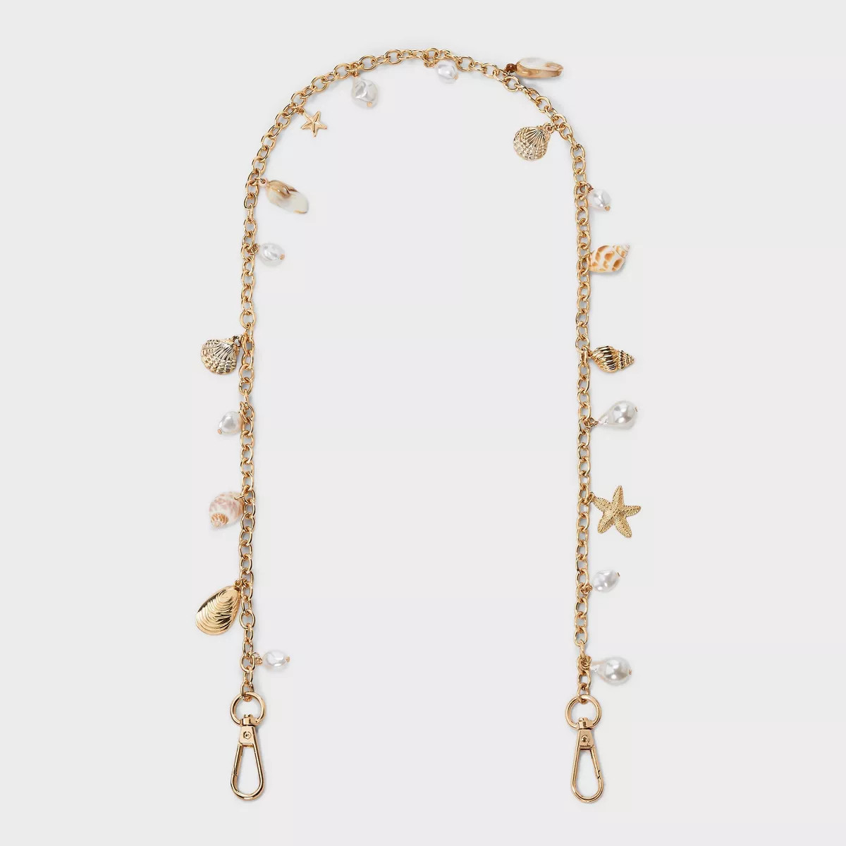 Mixed Shell and Simulated Pearl Beaded 29.5 Inch Shoulder Purse Strap - A New Day™ Gold | Target