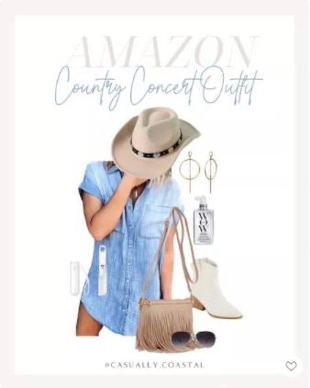 Throw on some cute country boots and a fun cowgirl hat and this chambray dress becomes the perfect country music concert outfit! 
- 
Amazon style, Amazon fashion, Amazon country music concert, amazon country concert outfit, amazon nashville outfit, Amazon bachelorette party outfit, Western boots, Amazon white booties, amazon booties, tan booties, country & western style, concert style, casually coastal, Amazon aviators, Amazon sunglasses, western hat, cowgirl, coastal cowgirl, Color Wow, dreamcoat, haircare, frizz control, taylor swift concert outfit, Amazon handheld fan, hot girl summer, Amazon denim shirtdress, Amazon summer outfit, Amazon denim dress, Amazon cowgirl boots, Amazon cowboy boots, denim shirt dress, amazon dresses, summer dresses, casual dresses

#LTKFestival #LTKFindsUnder50 #LTKStyleTip