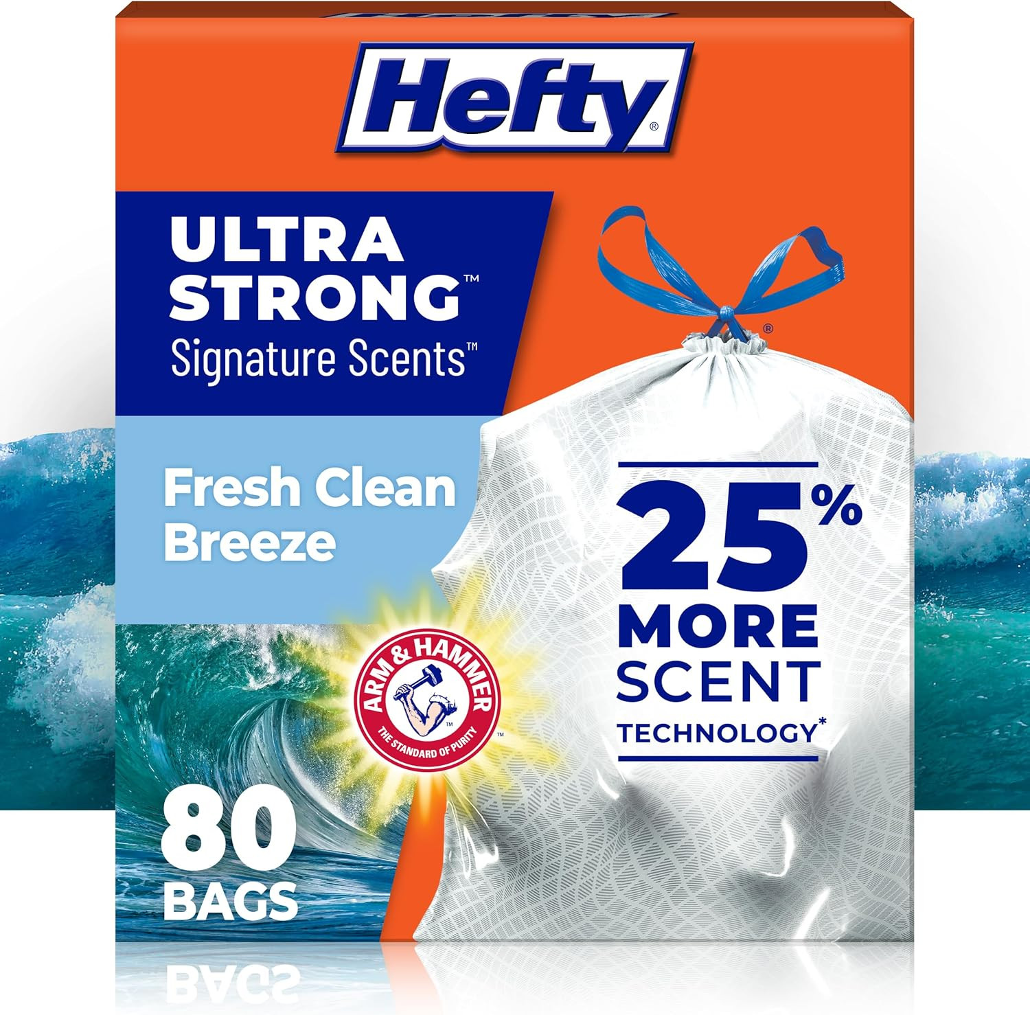 Hefty Ultra Strong Signature Scents 13G Trash Bags, Fresh Clean, 80ct | Amazon (US)