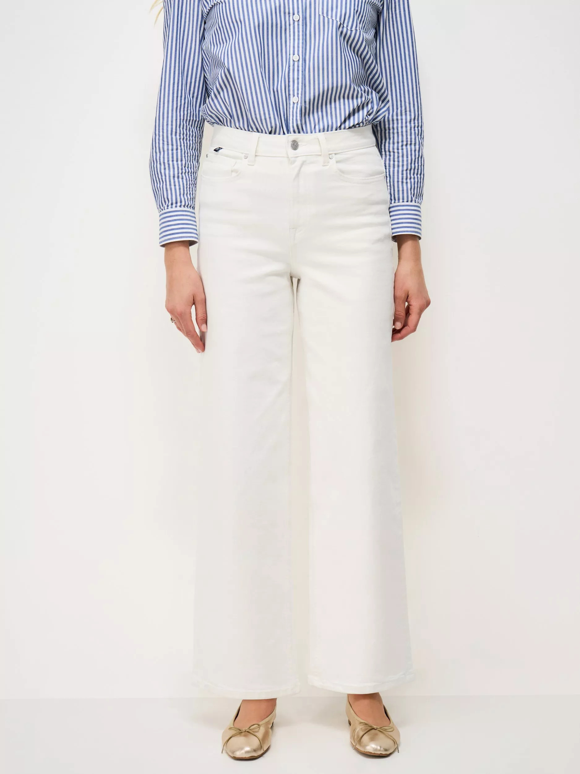Crew Clothing Wide Leg Jeans, White | John Lewis (UK)