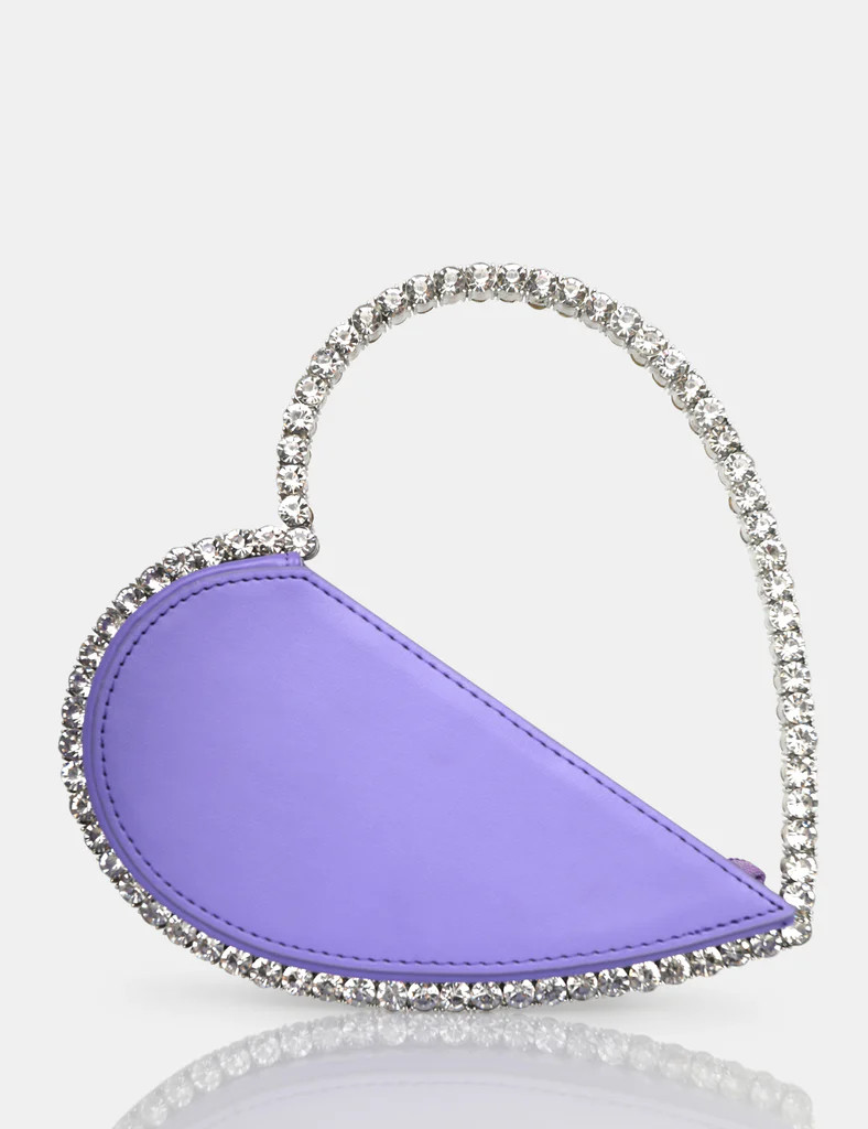 The Zee Lilac Diamante Love Heart Grab Bag | Public Desire