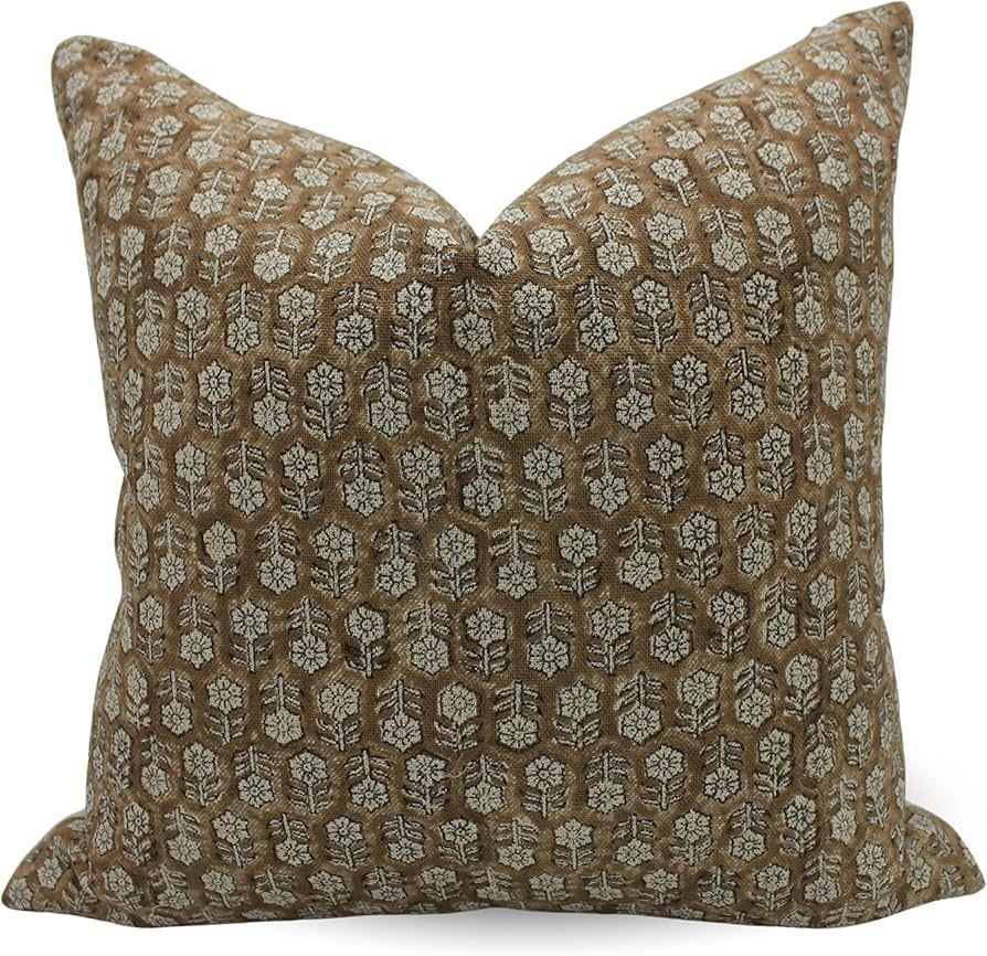 Fabriutal Outdoor Cushion Cover Thick Linen Cushion Covers Boho Throw Pillow Covers Handblock Pri... | Amazon (US)