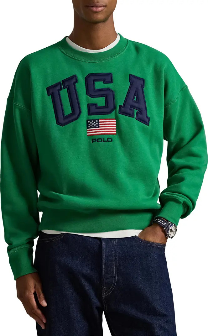 Vintage Fit Flag Fleece Crewneck Sweatshirt | Nordstrom