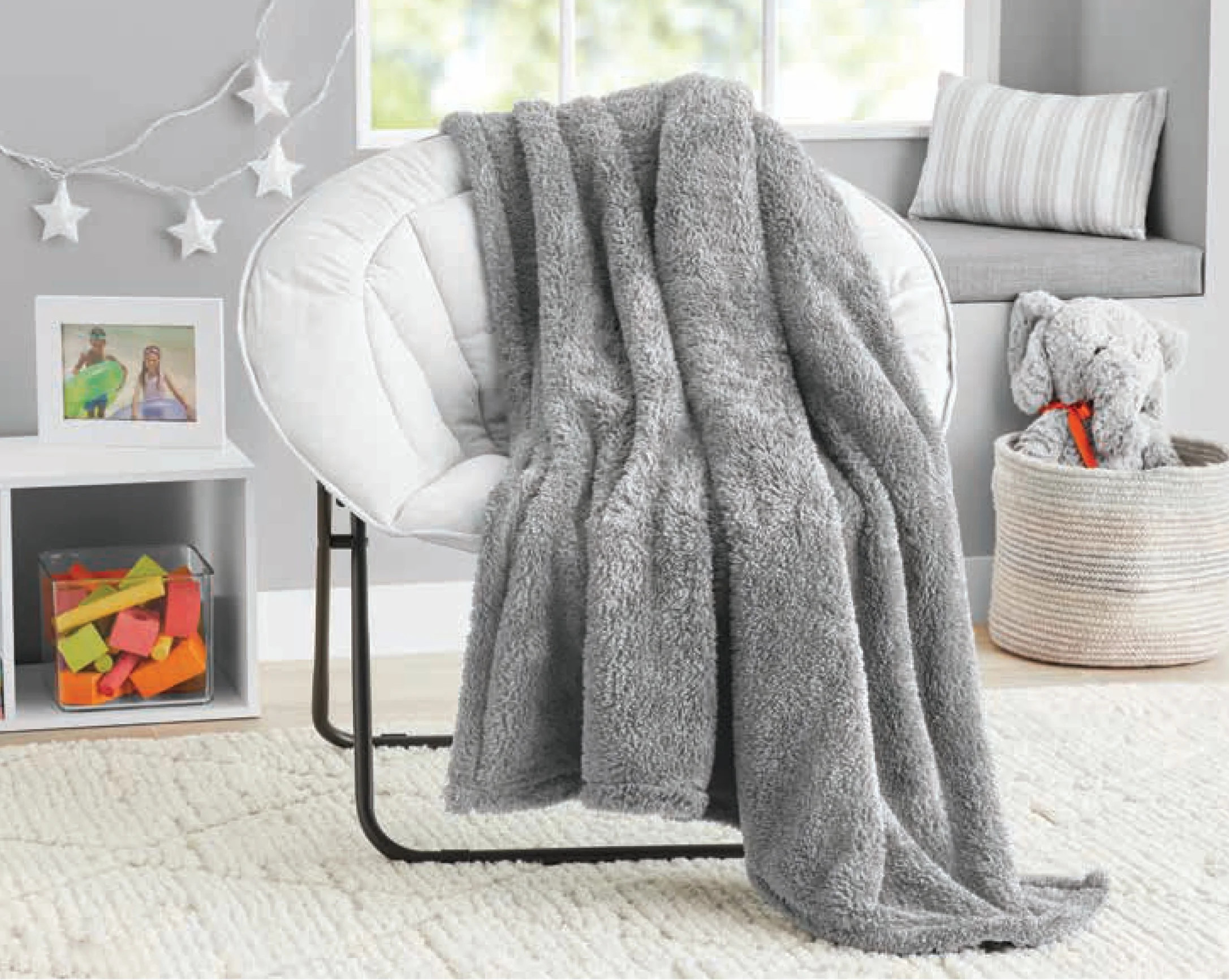 Your Zone Soft, Gray, Oversized, Fuzzy Throw Blanket for Kids, 72 x 50 inches | Walmart (US)