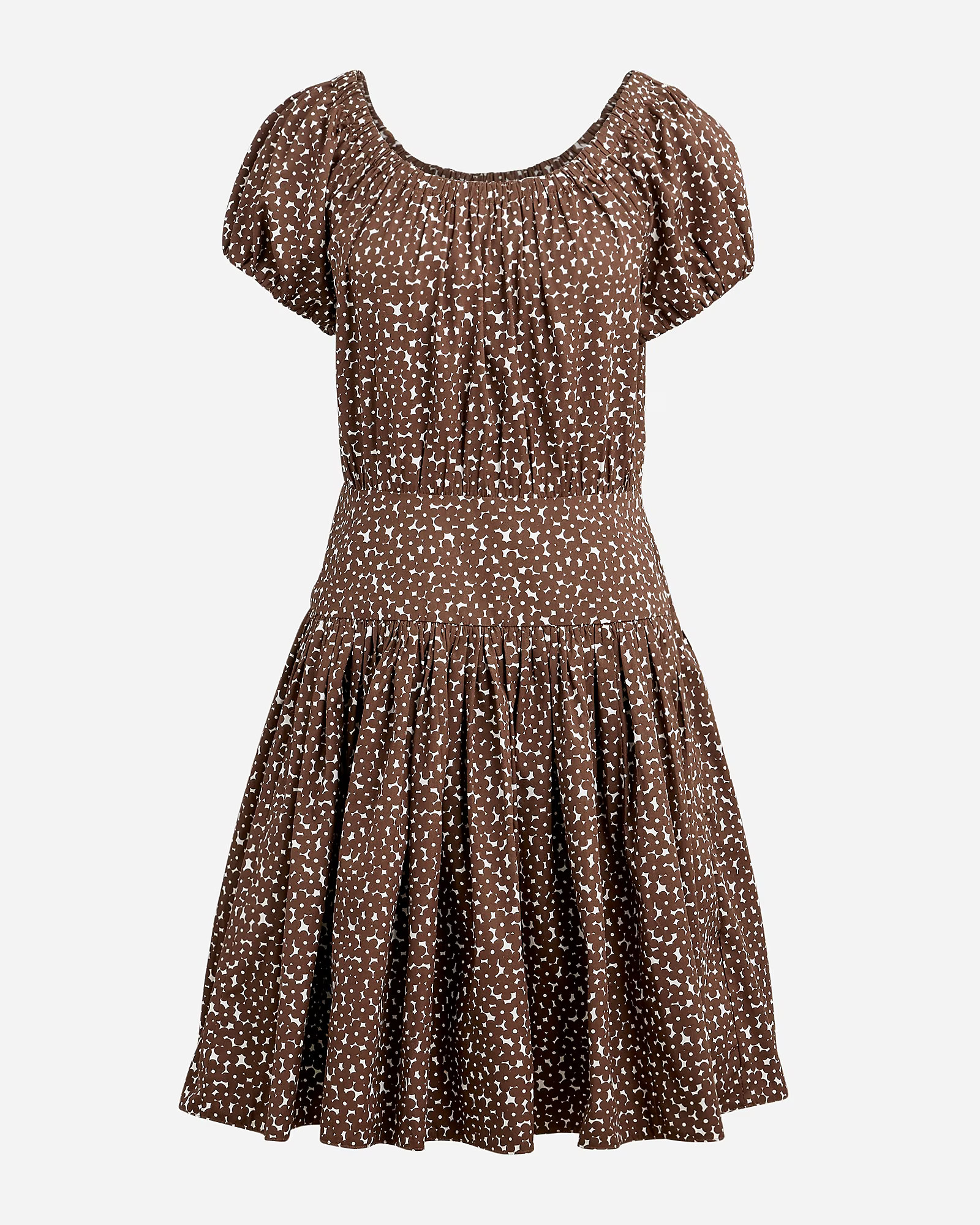 Drop-waist cotton poplin mini dress in mocha floral | J. Crew US