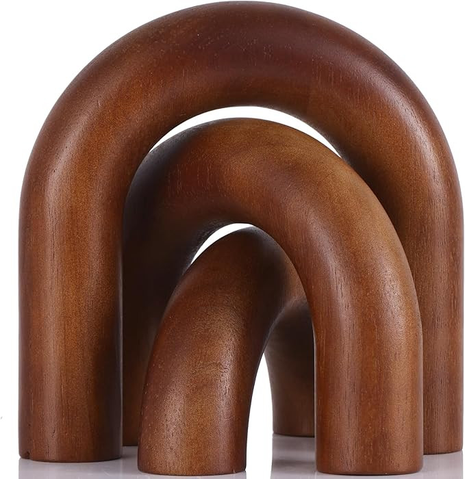 XMGZQ Brown Wood Arch for Coffee Table Decor Items,Wood Statue and Sculpture Set 3,Japanese Neutr... | Amazon (US)