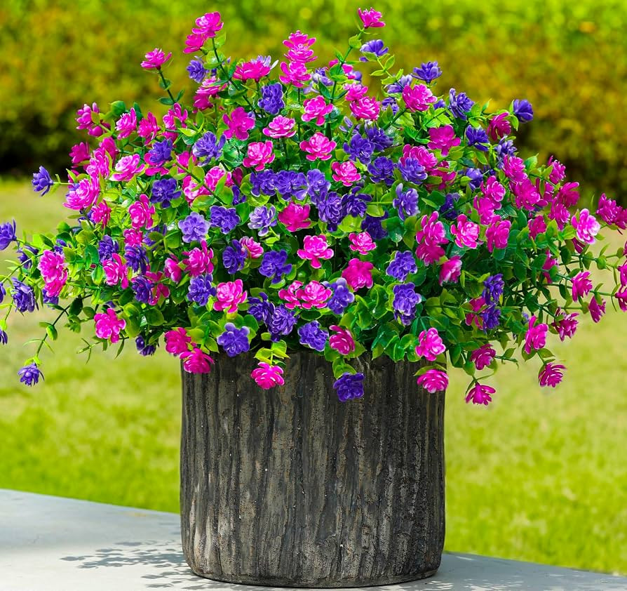 Ivydale Artificial Flowers Plants for Sping Summer Outdoors Indoors Decoration, 12 Bundles Fake P... | Amazon (US)