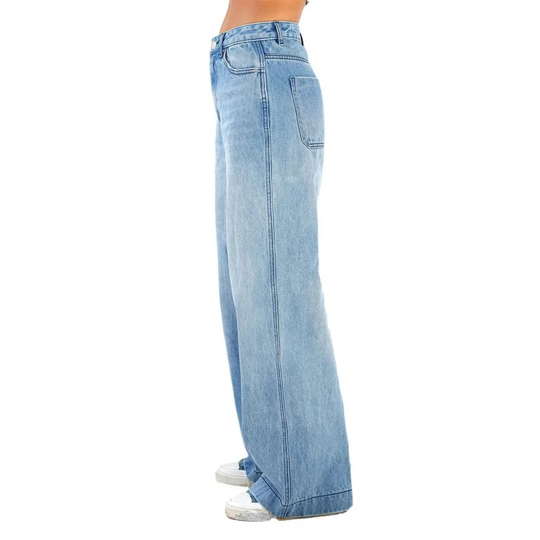 Gwiyeopda Women High Waist Straight Wide Leg Baggy Boyfriend Jeans,XS,S,M,L | Walmart (US)