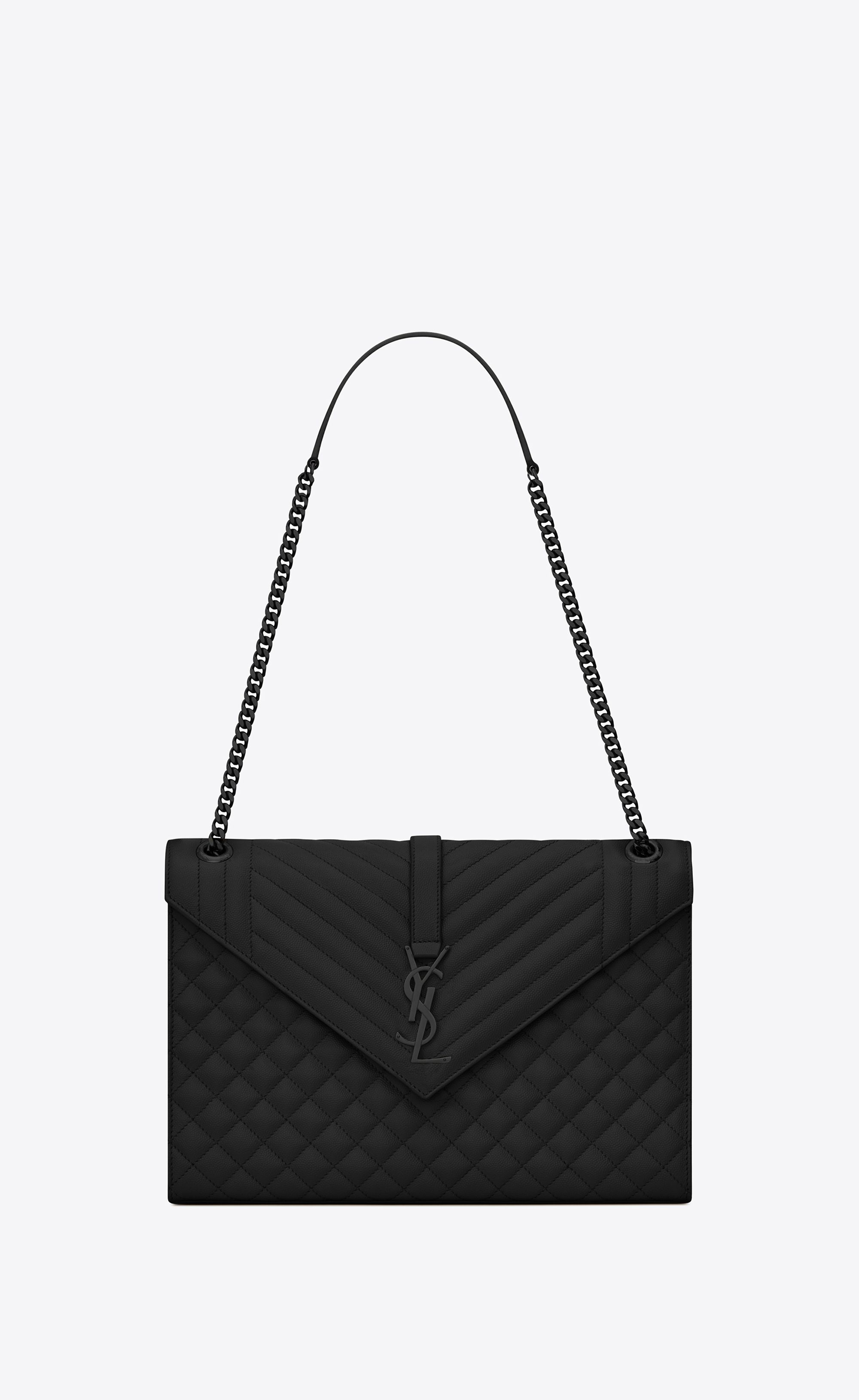 Monogram Envelope Bag Envelope Large Bag In Mix Matelassé Grain De Poudre Embossed Leather Black One | Saint Laurent Inc. (Global)