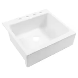 Josephine 26 in. 4-Hole Quick-Fit Drop-In Farmhouse Single Bowl Crisp White Fireclay Kitchen Sink | The Home Depot