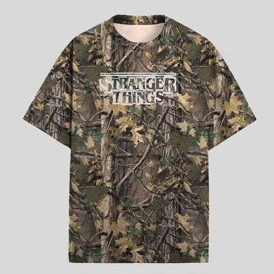 Men's Stranger Things Camo Graphic T-Shirt - Brown | Target