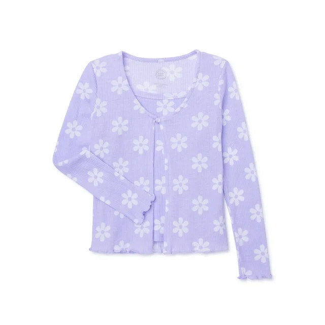 Wonder Nation Girls Ribbed Cardigan and Cami Top Set, 2-Piece, Sizes 4-18 & Plus | Walmart (US)