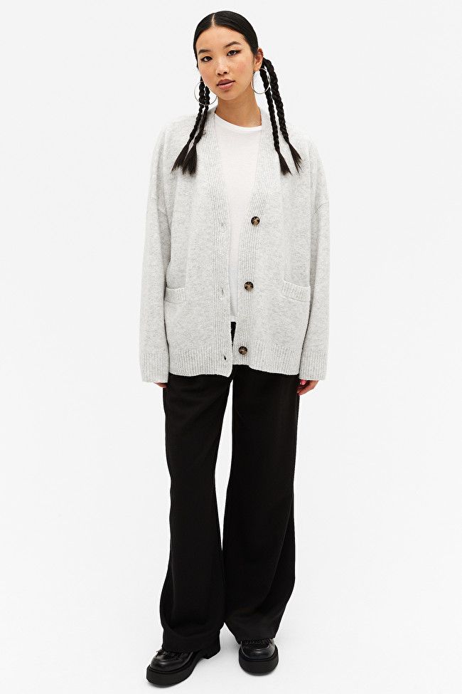 White marl relaxed knitted cardigan | Monki