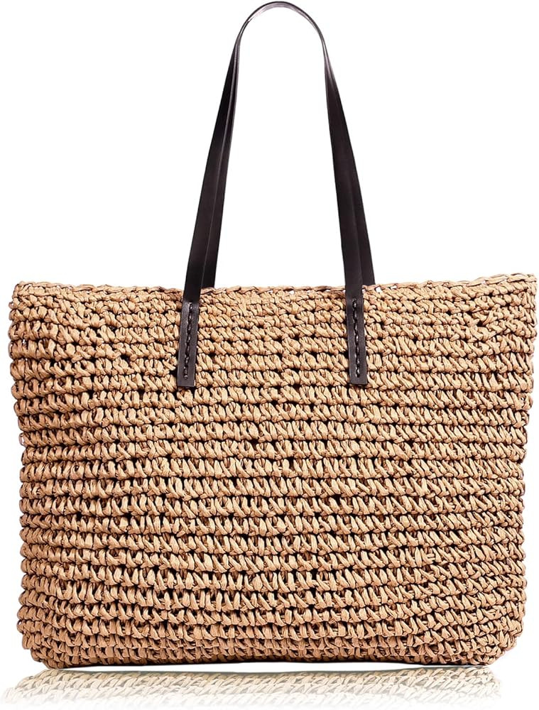 COOKOOKY Straw Beach Bag Summer Handmade Woven Shoulder Tote Bags Purse for Women, Bohemia Khaki ... | Amazon (CA)