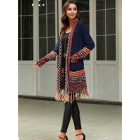 Mid-Length Tassel Cardigan Knitted Coat | Etsy (US)