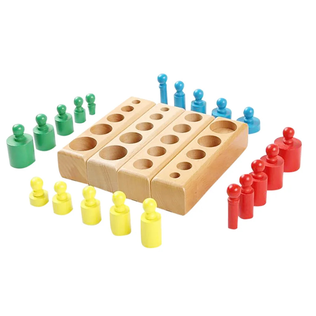 Mnycxen Montessori Wooden Cylinder Socket Family Pack Early Learning Education Toy | Walmart (US)
