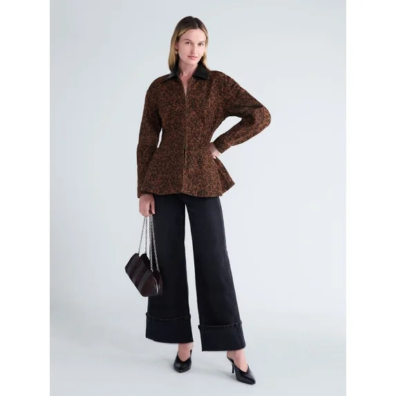 Scoop Women's and Women's Plus Denim Peplum Jacket, Sizes XS-4X | Walmart (US)