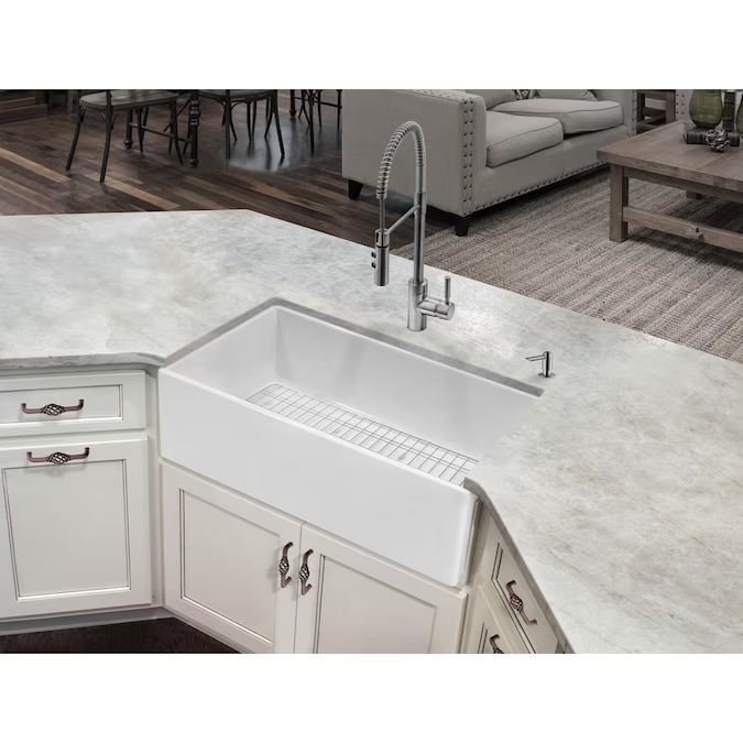 Superior Sinks Farmhouse Apron Front 33-in x 18-in White Single Bowl Kitchen Sink Lowes.com | Lowe's